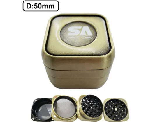 Grinder SA Pro Gold 50mm Square - Super Vape Store